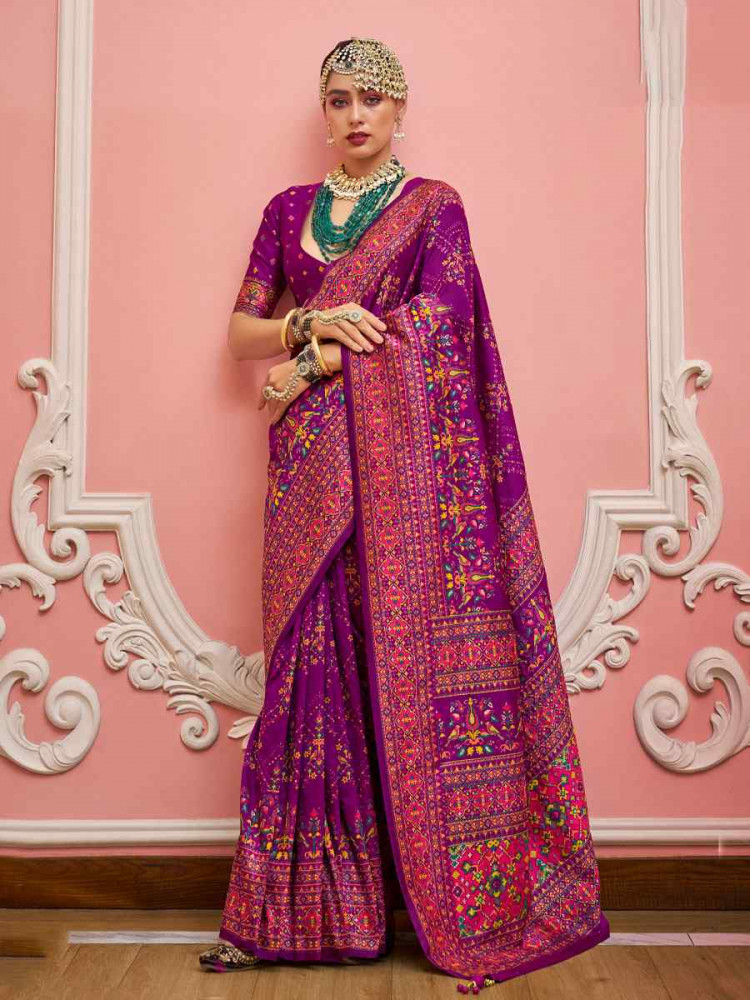 Image of Wine Banarasi Silk Zari Handwoven Casual Reception Festival Wedding Fancy Classic Style Sarees