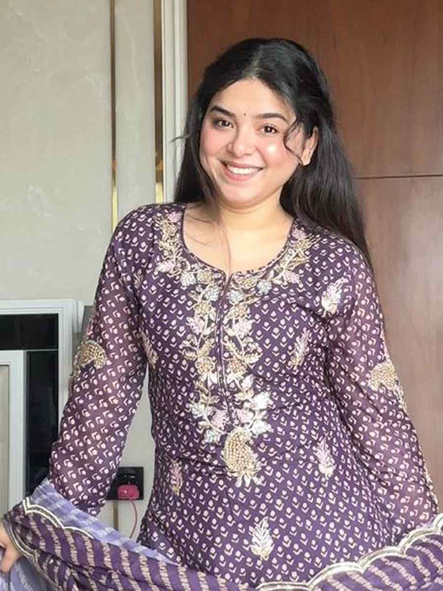 Wine Chinon Embroidery Party Wedding Festival Casual Ready Sharara Pant Salwar Kameez