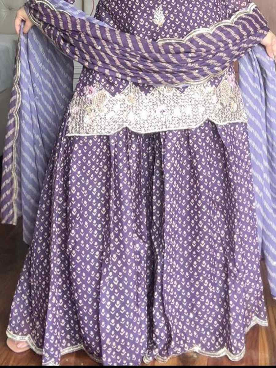 Wine Chinon Embroidery Party Wedding Festival Casual Ready Sharara Pant Salwar Kameez