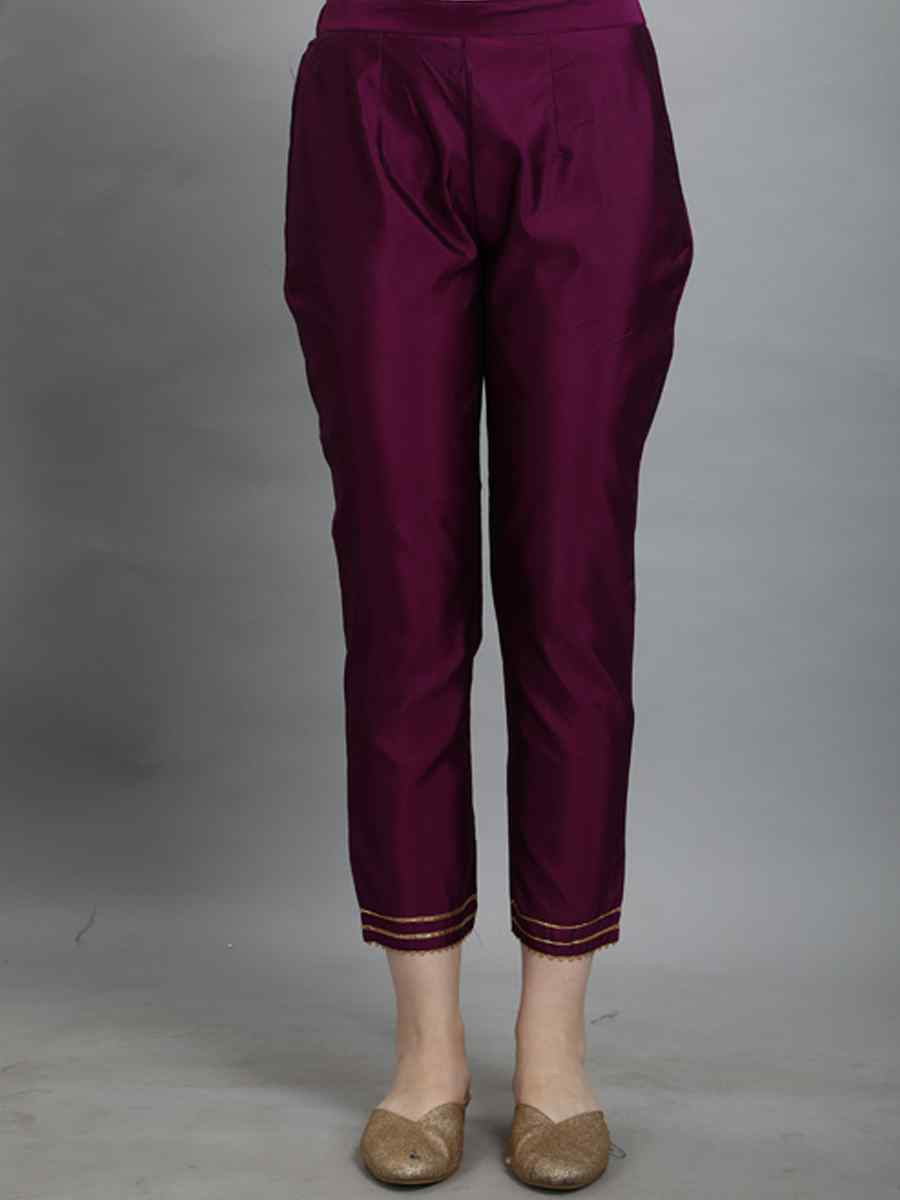 Wine Cotton Silk Jacquard Handwoven Party Wedding Festival Casual Ready Pant Salwar Kameez