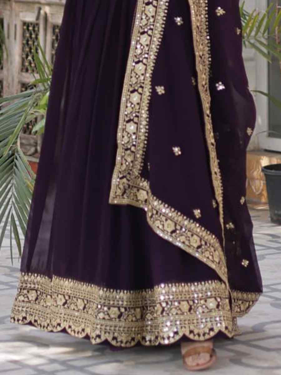 Wine Faux Blooming Embroidered Festival Party Gown