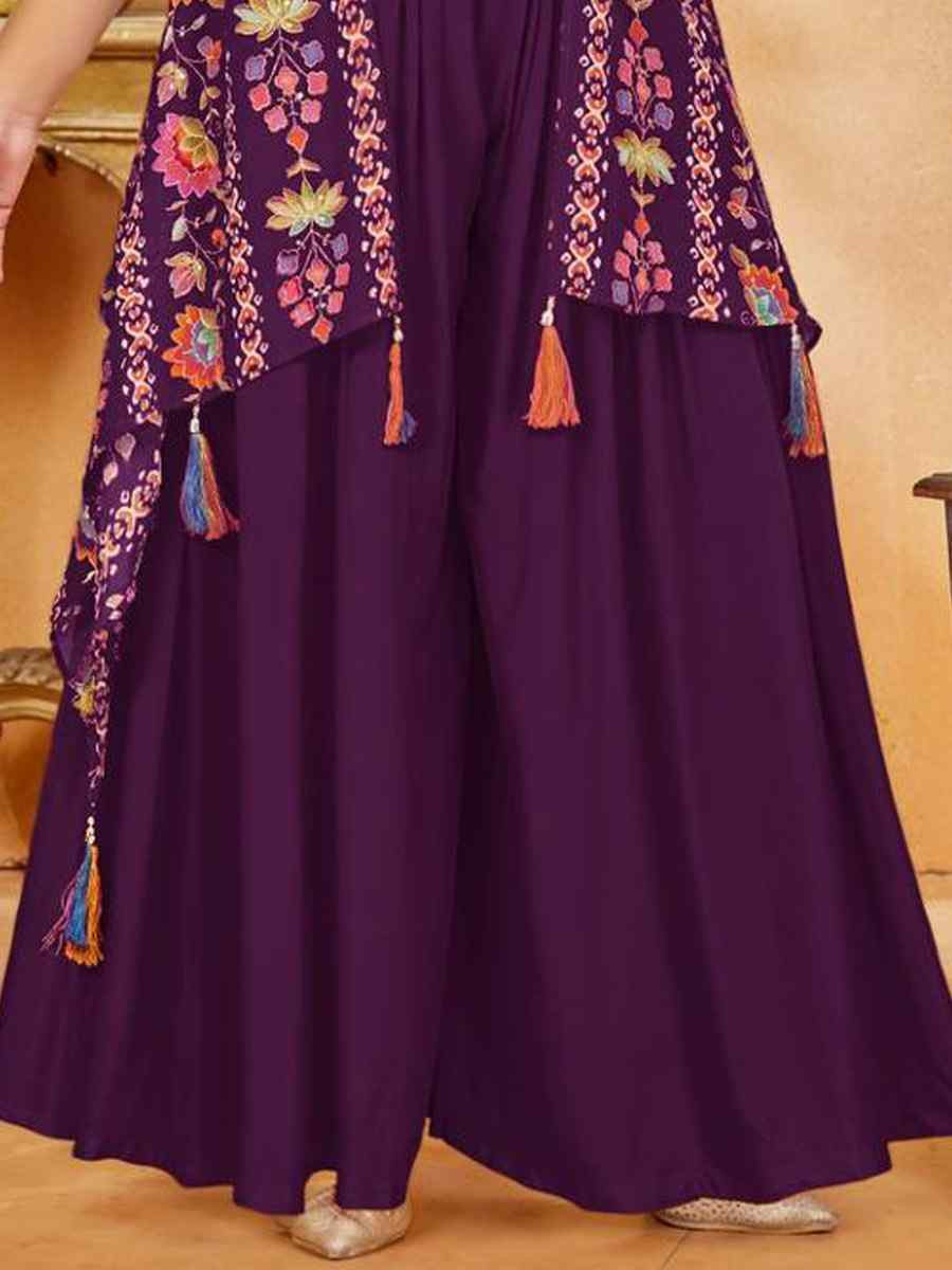 Wine Heavy Crepe Embroidered Wedding Festival Salwars Girls Wear