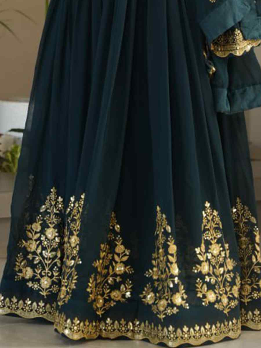 Wine Heavy Faux Blooming Georgette Embroidered Festival Casual Gown