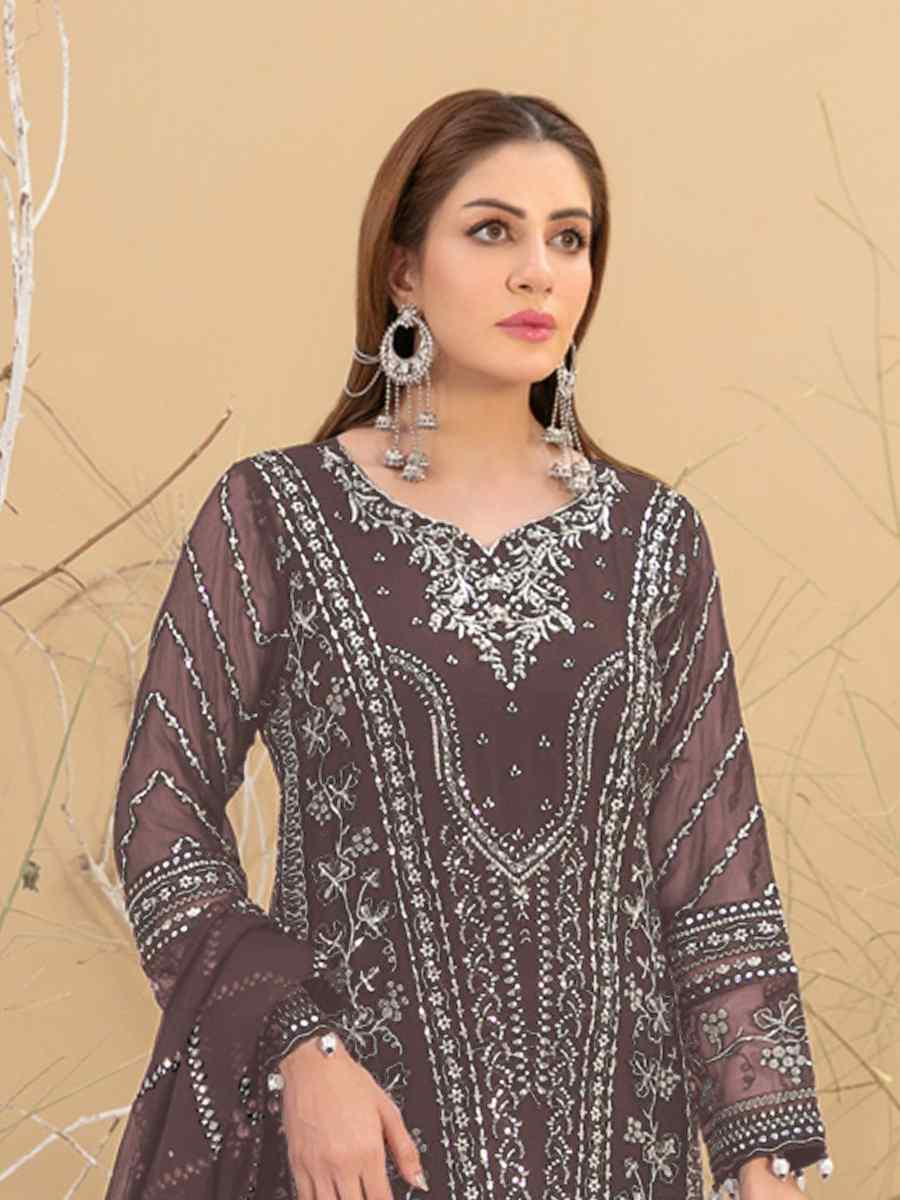 Wine Heavy Fox Georgette Embroidered Festival Casual Pant Salwar Kameez