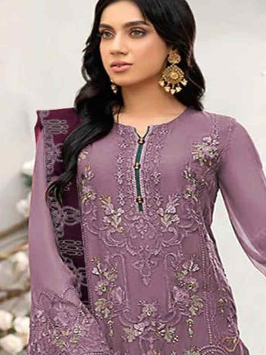 Wine Heavy Fox Georgette Embroidered Festival Casual Pant Salwar Kameez