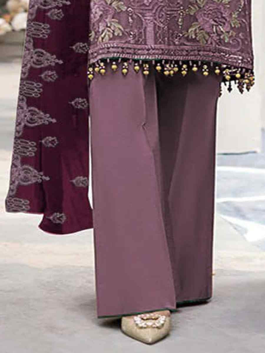 Wine Heavy Fox Georgette Embroidered Festival Casual Pant Salwar Kameez