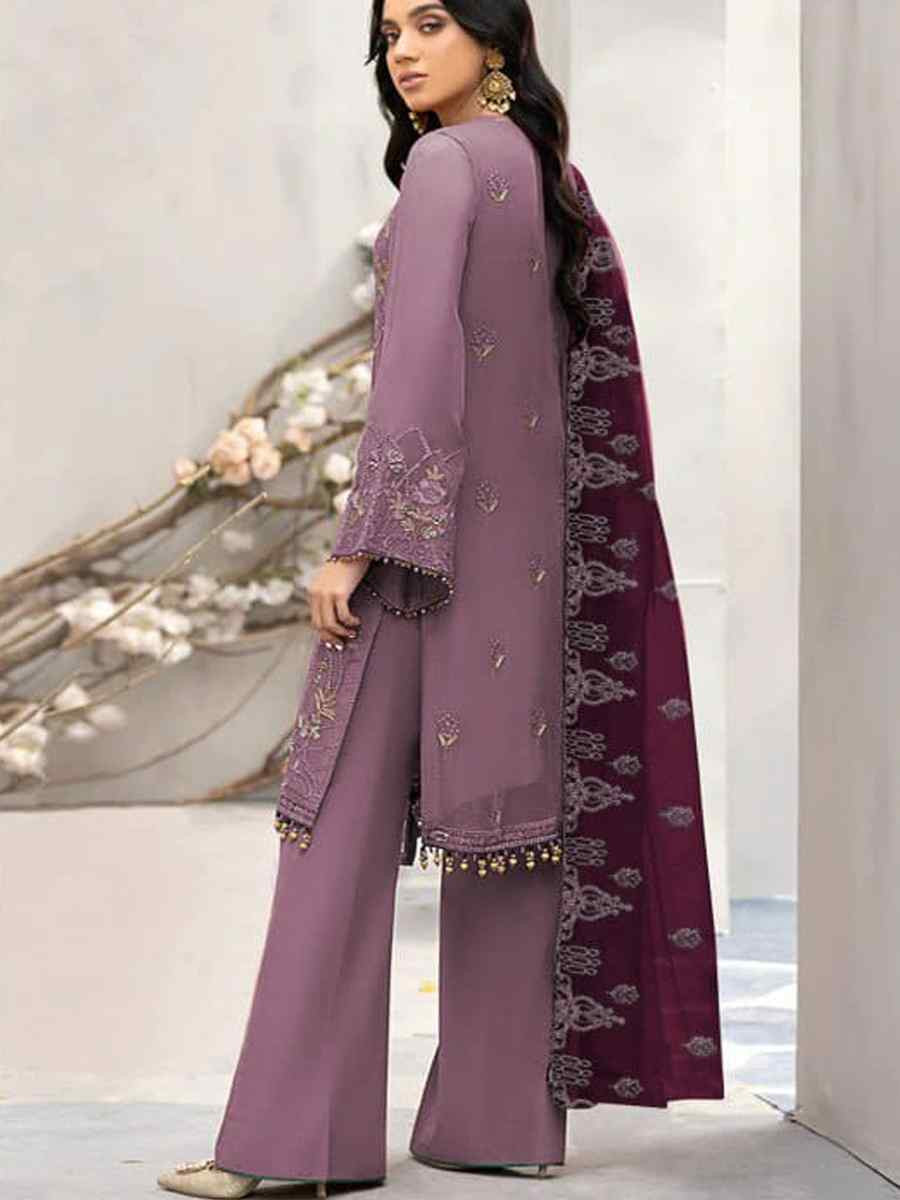 Wine Heavy Fox Georgette Embroidered Festival Casual Pant Salwar Kameez