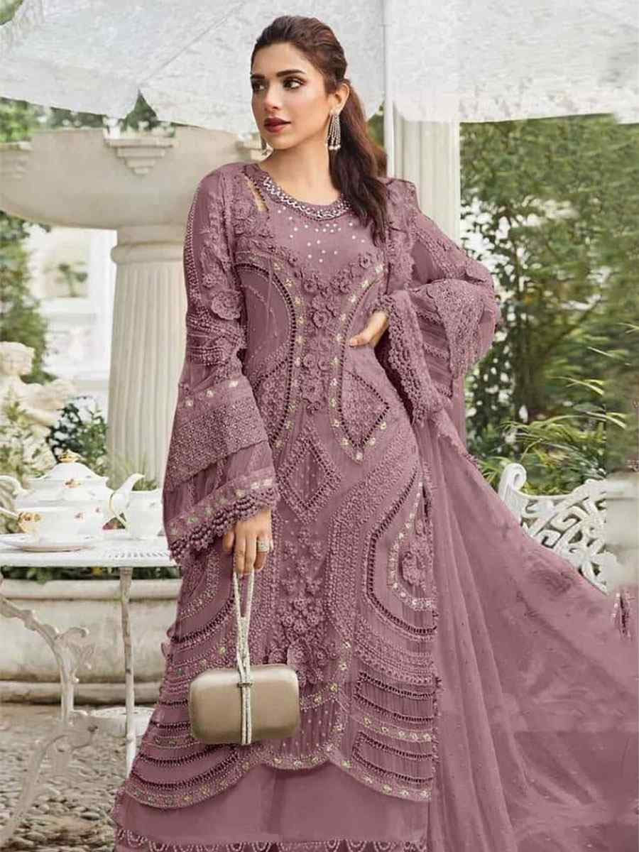 Wine Heavy Fox Georgette Embroidered Festival Wedding Pant Salwar Kameez