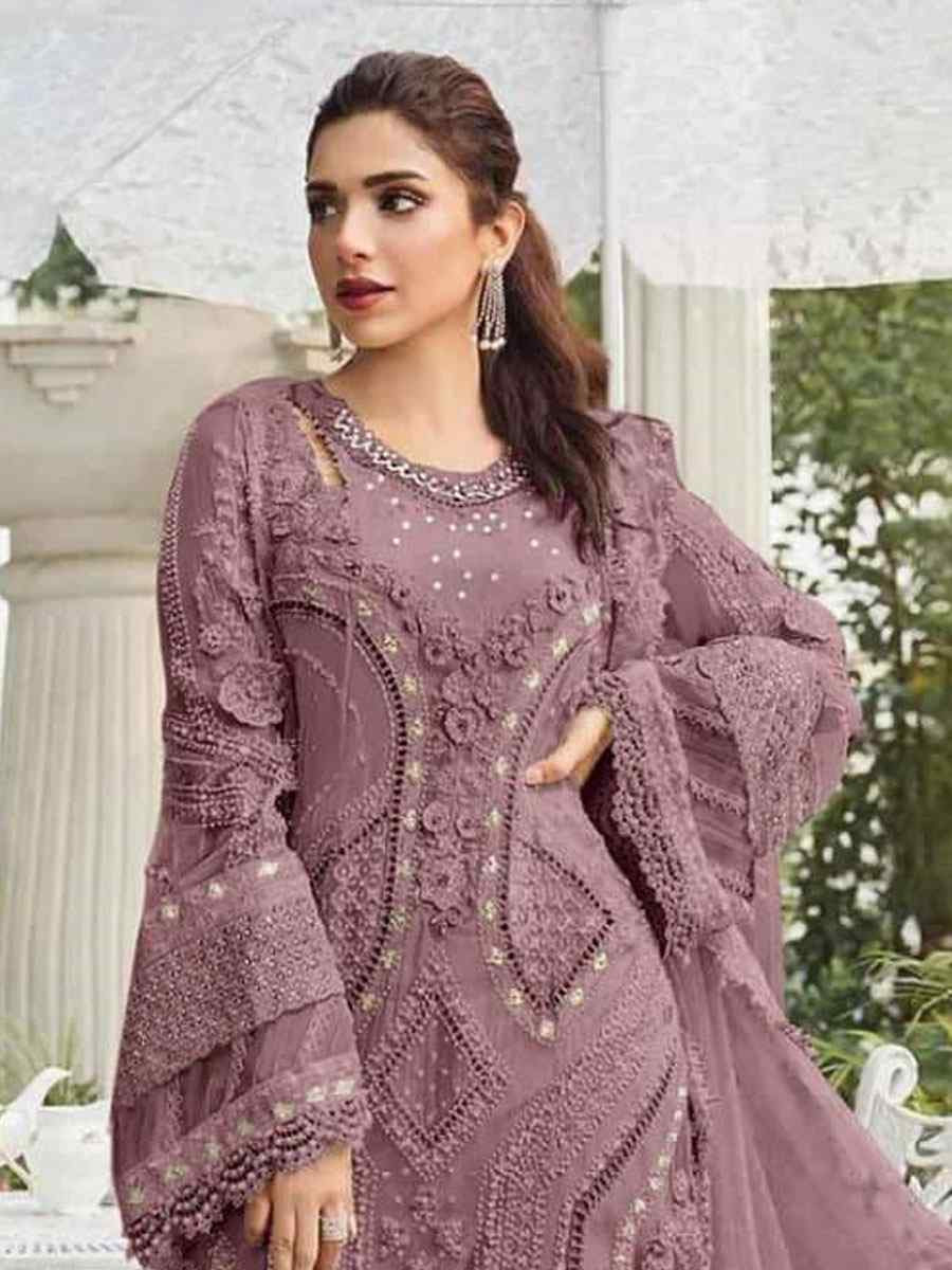 Wine Heavy Fox Georgette Embroidered Festival Wedding Pant Salwar Kameez