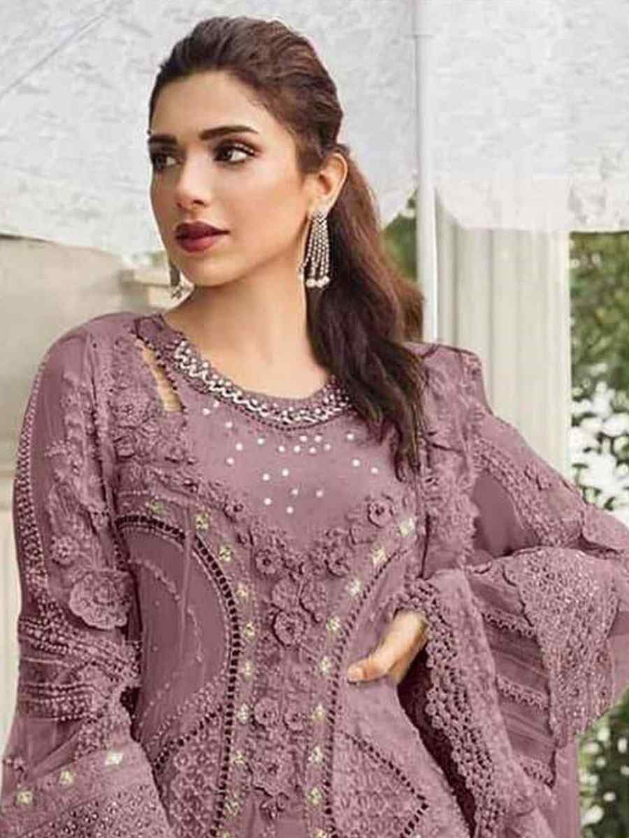 Wine Heavy Fox Georgette Embroidered Festival Wedding Pant Salwar Kameez