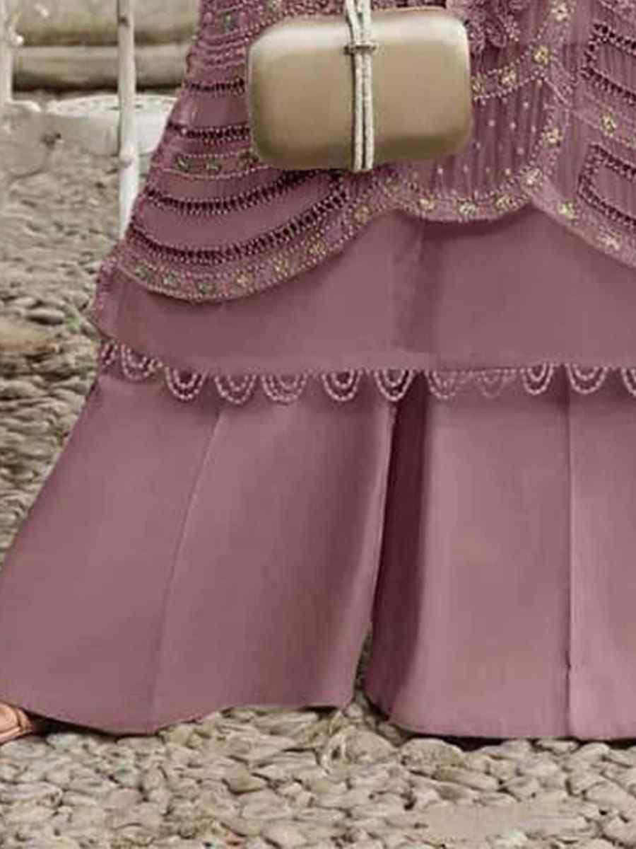Wine Heavy Fox Georgette Embroidered Festival Wedding Pant Salwar Kameez