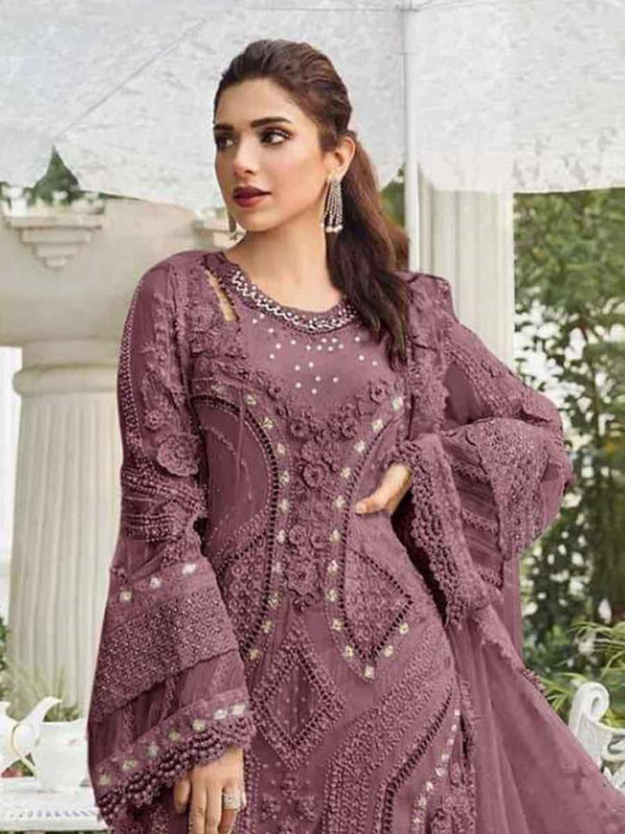 Wine Heavy Fox Georgette Embroidered Festival Wedding Pant Salwar Kameez