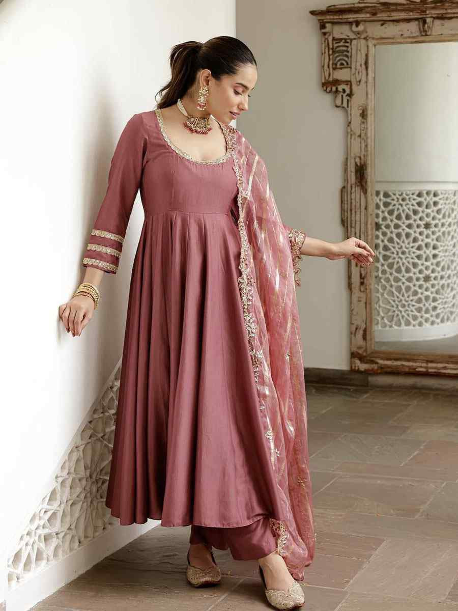 Wine Heavy Micro Cotton Embroidery Party Wedding Festival Casual Ready Anarkali Salwar Kameez