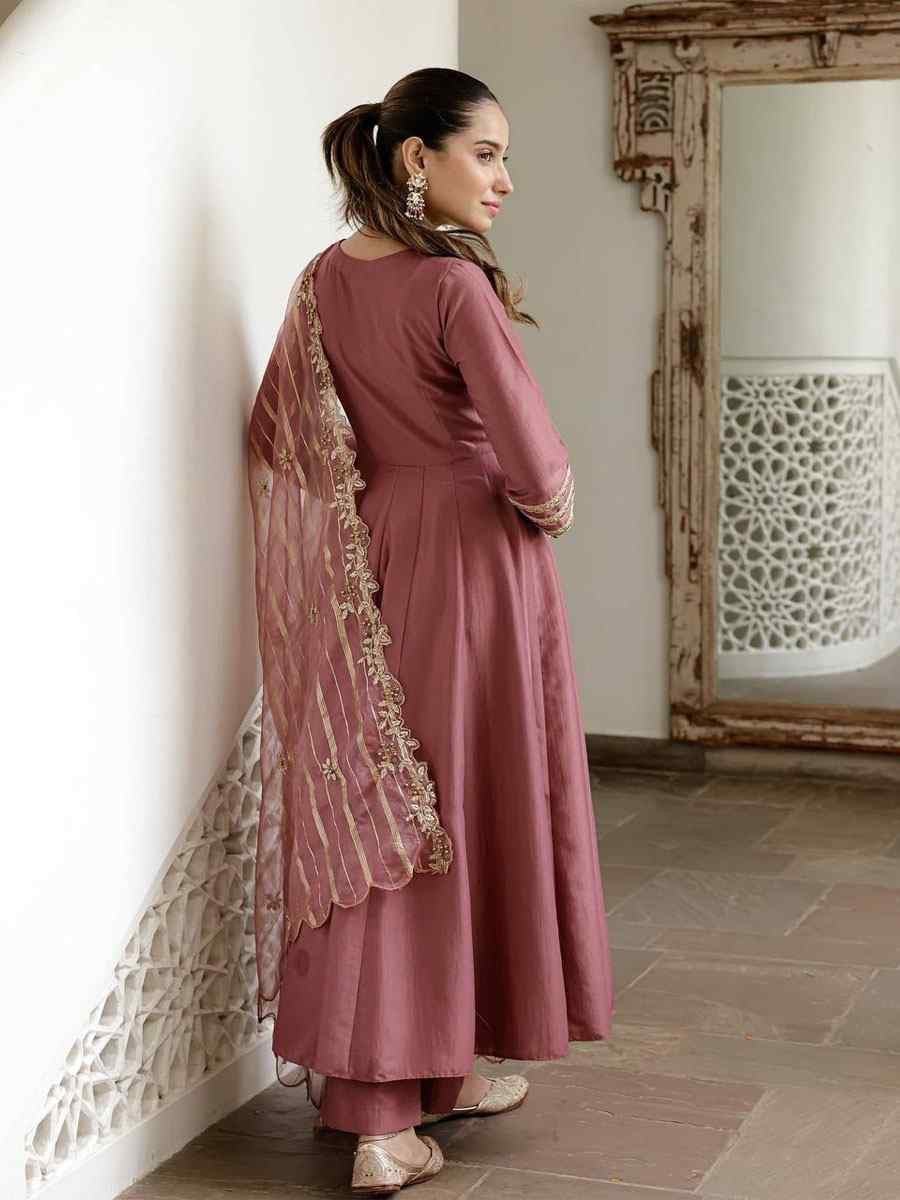Wine Heavy Micro Cotton Embroidery Party Wedding Festival Casual Ready Anarkali Salwar Kameez