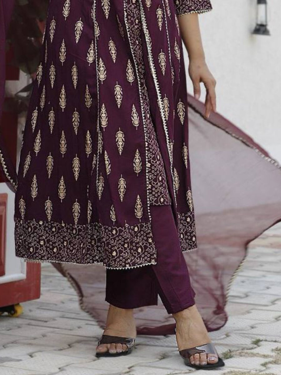 Wine Heavy Rayon Embroidery Wedding Party Festival Casual Ready Lawn Pant Salwar Kameez