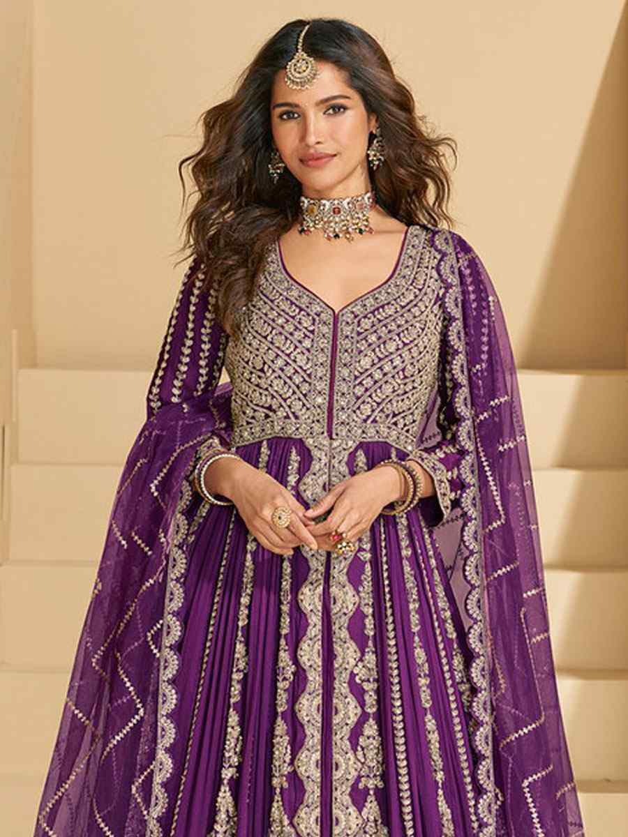 Wine Heavy Real Chinon Embroidered Wedding Reception Festival Ready Heavy Kurti Lehenga Choli