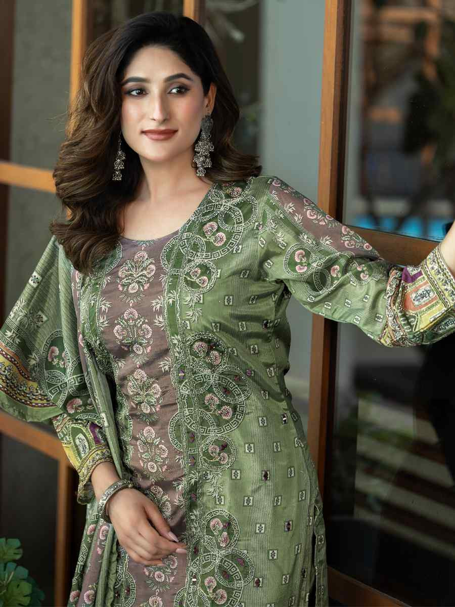 Wine Heavy Soft Chinon Embroidery Party Wedding Festival Casual Ready Palazzo Salwar Kameez