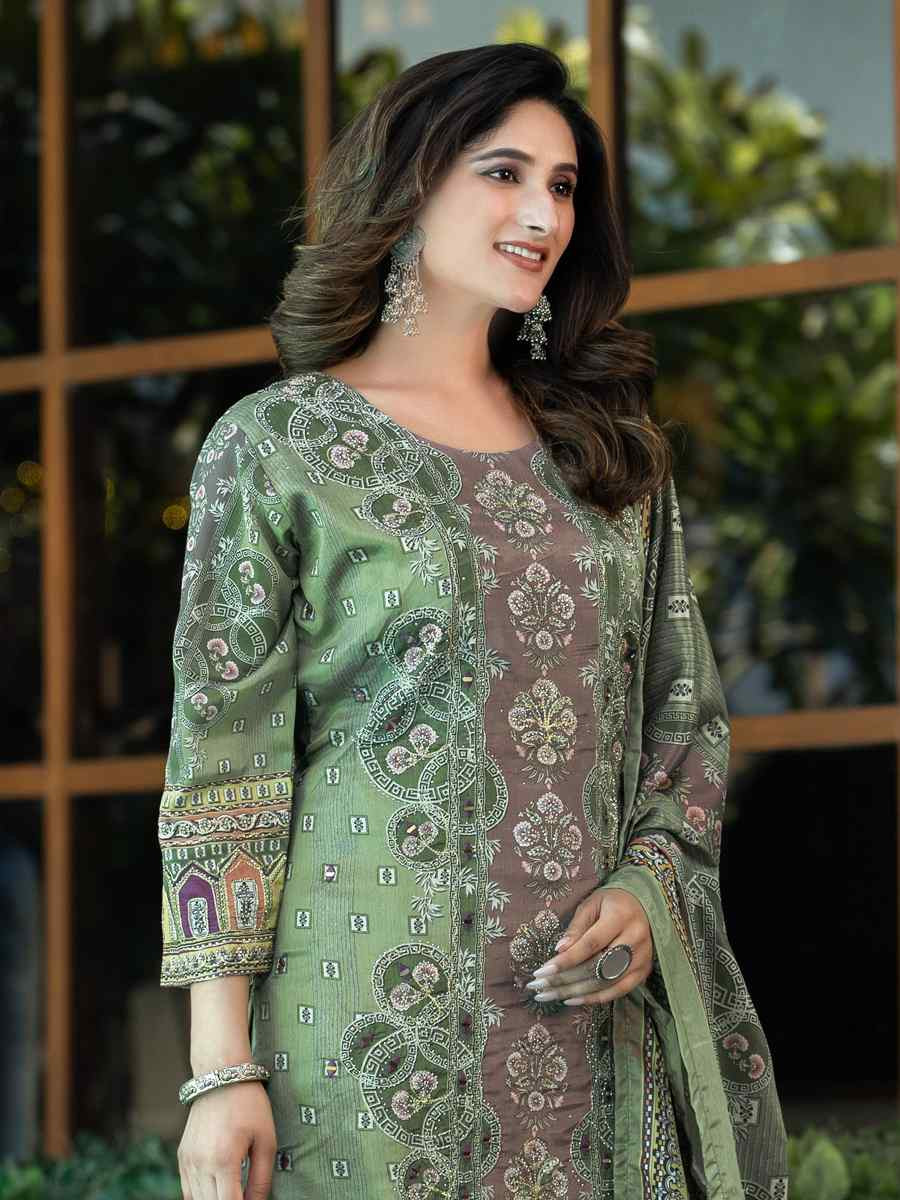 Wine Heavy Soft Chinon Embroidery Party Wedding Festival Casual Ready Palazzo Salwar Kameez