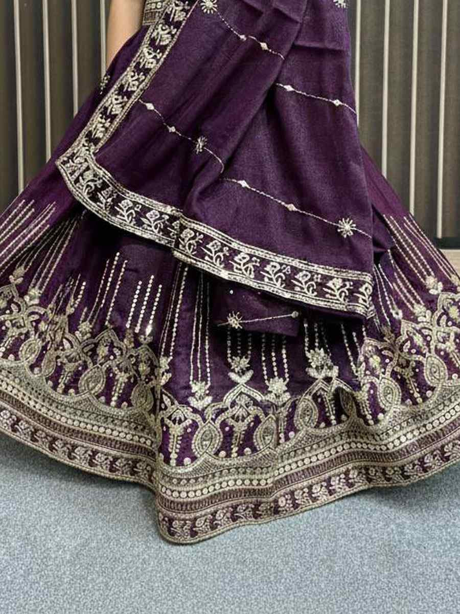 Wine Heavy Star Georgette Embroidered Kids Wear Wedding Festival Lehengas Girls Wear