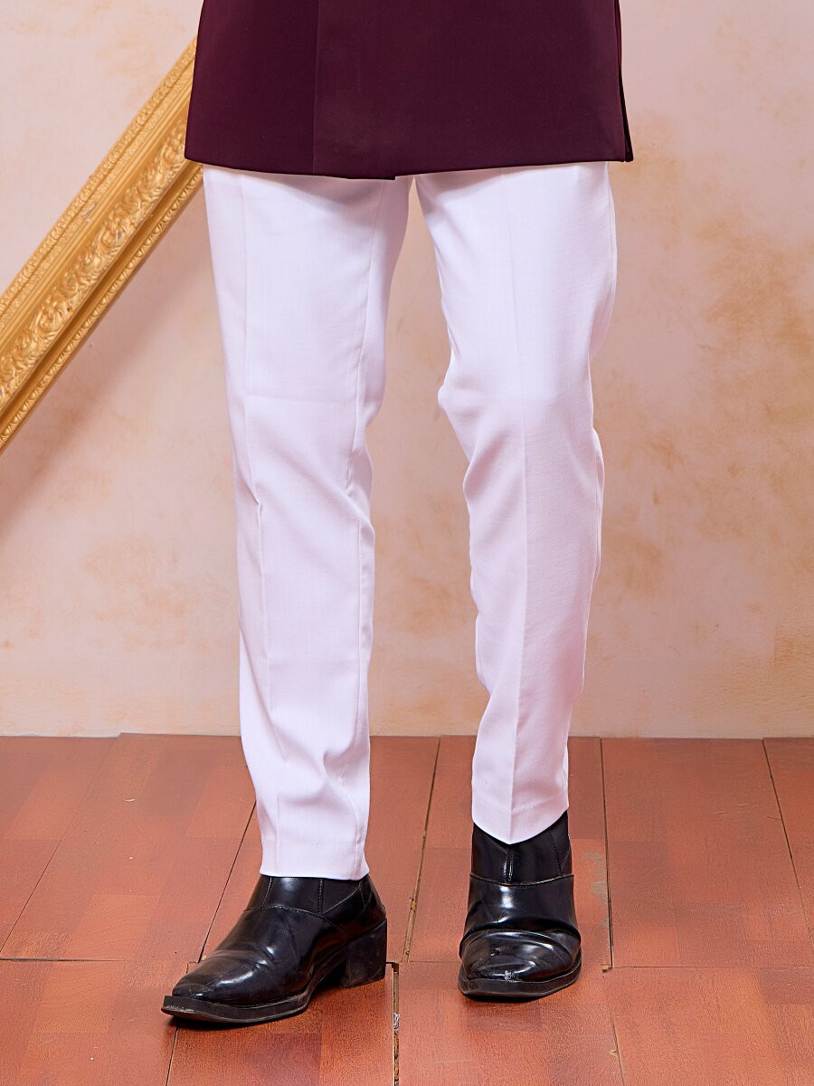 Wine Imported Lachka Fabric Embroidery Zardosi Wedding Party Festival Casual Groom Sherwani