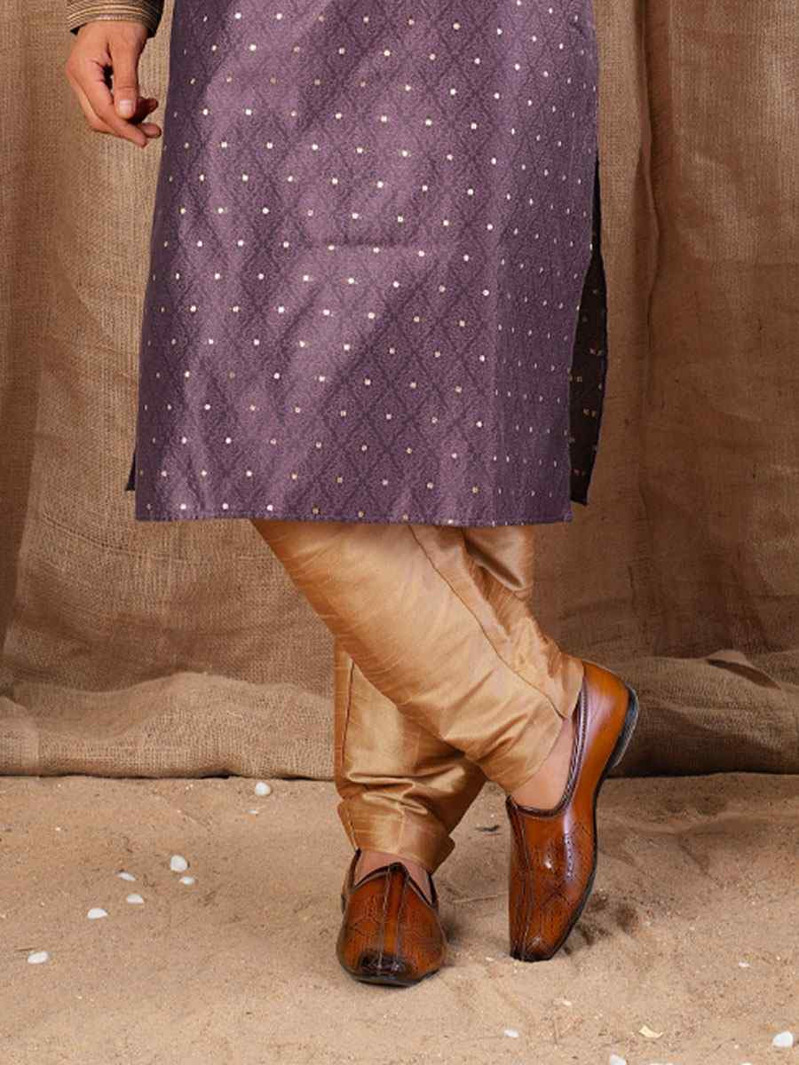 Wine Jacquard Embroidery Festival Wedding Party Mens Kurta