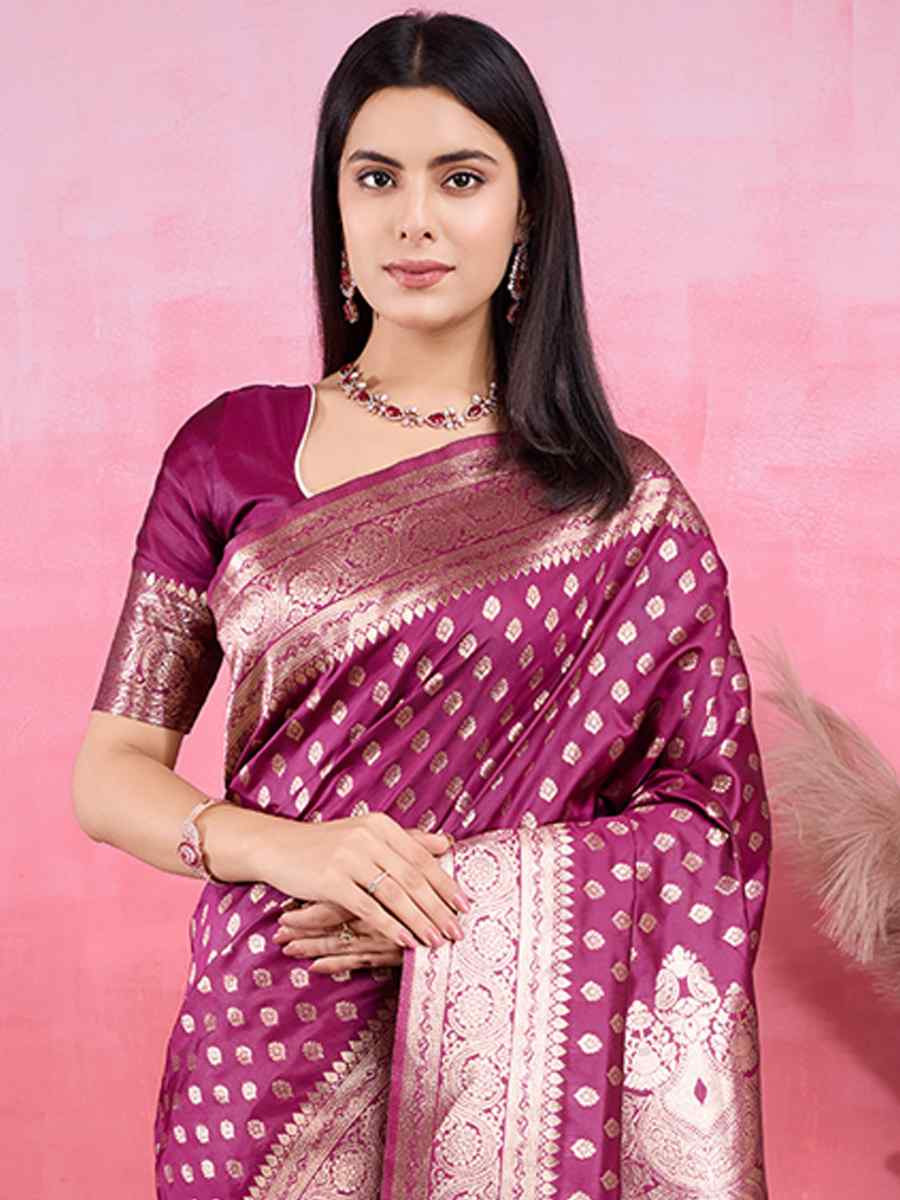 Wine Kanjivaram Silk Handwoven Festival Wedding Fancy Heavy Border Saree