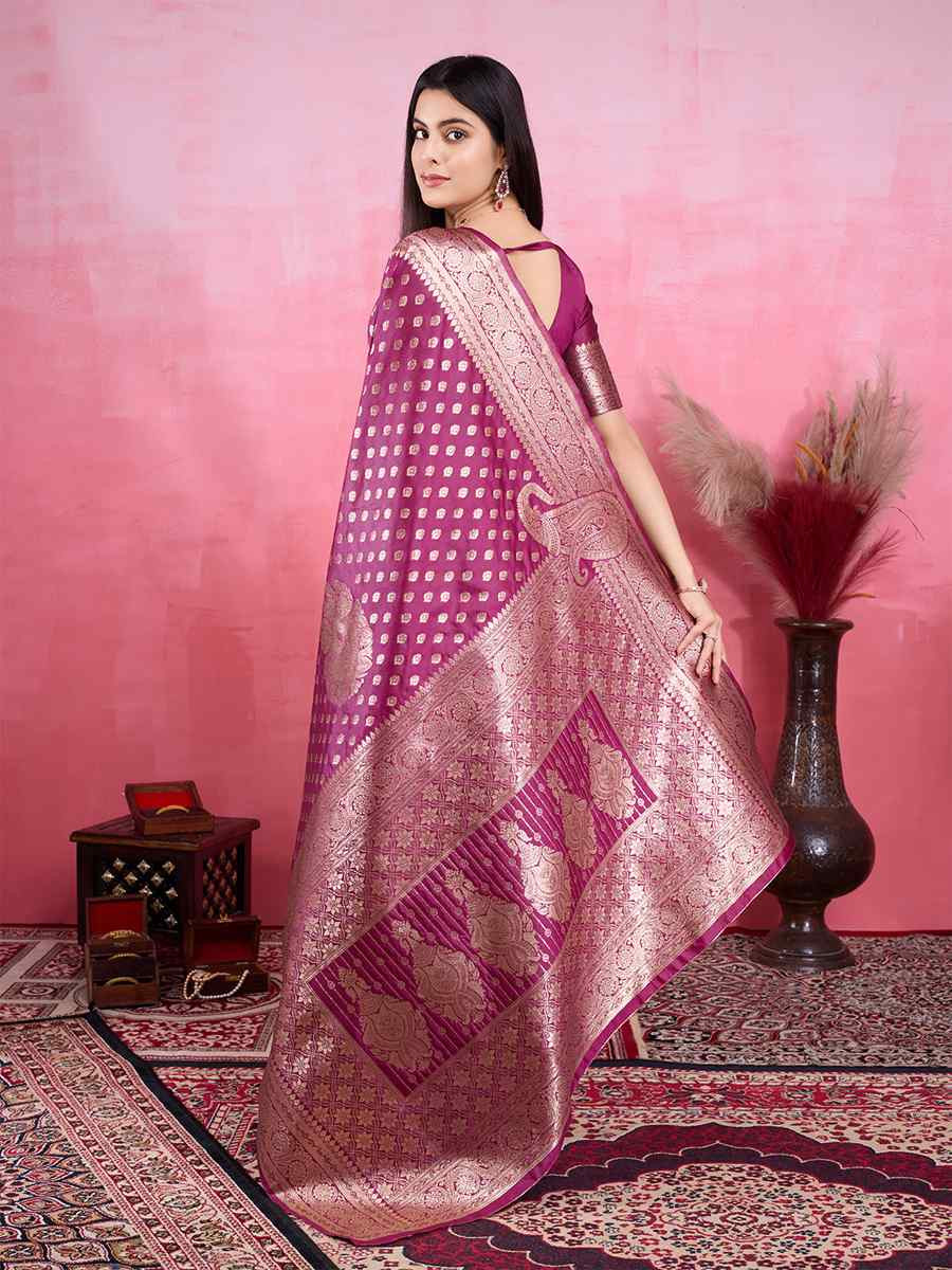 Wine Kanjivaram Silk Handwoven Festival Wedding Fancy Heavy Border Saree