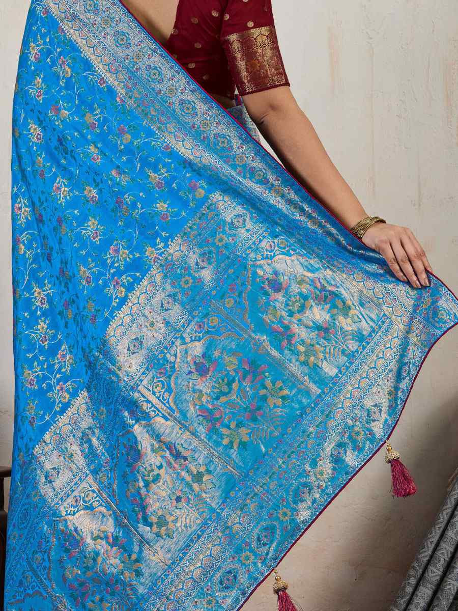 Wine Makhmal Soft Silk Handwoven Zari Bridal Reception Festival Wedding Fancy Heavy Border Saree