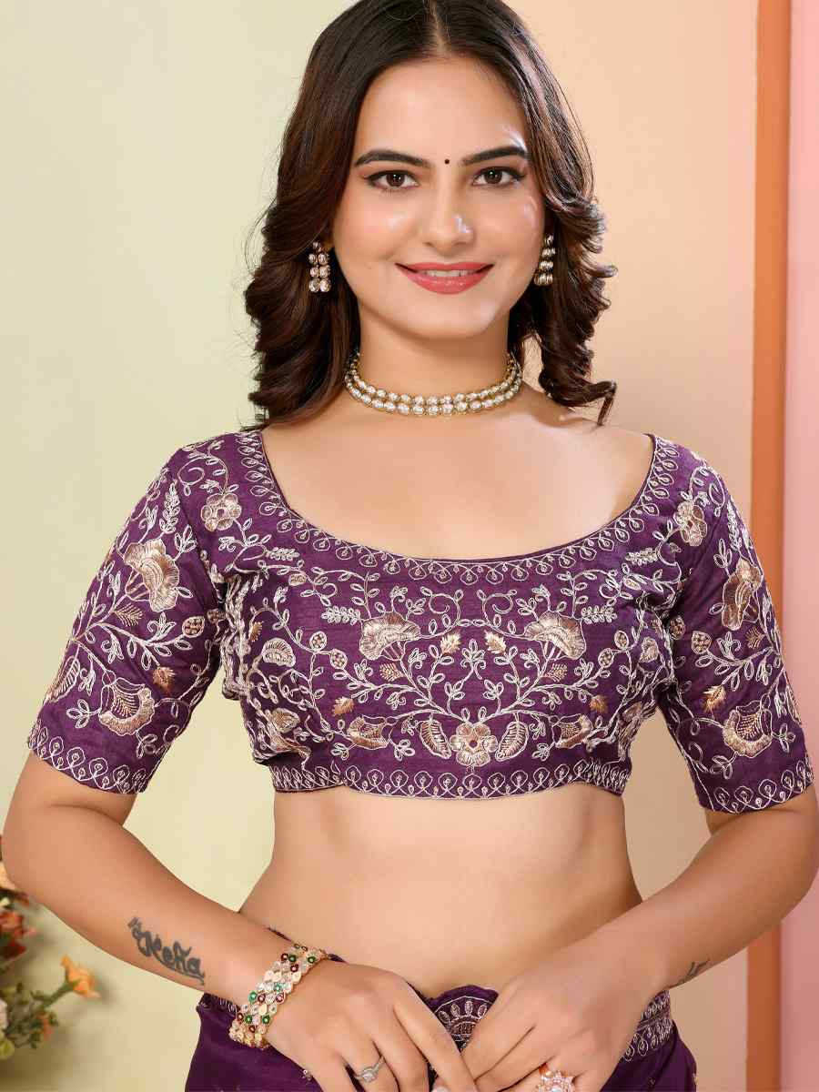 Wine Organza Embroidery Traditional Festival Reception Festival Wedding Fancy Heavy Border Saree