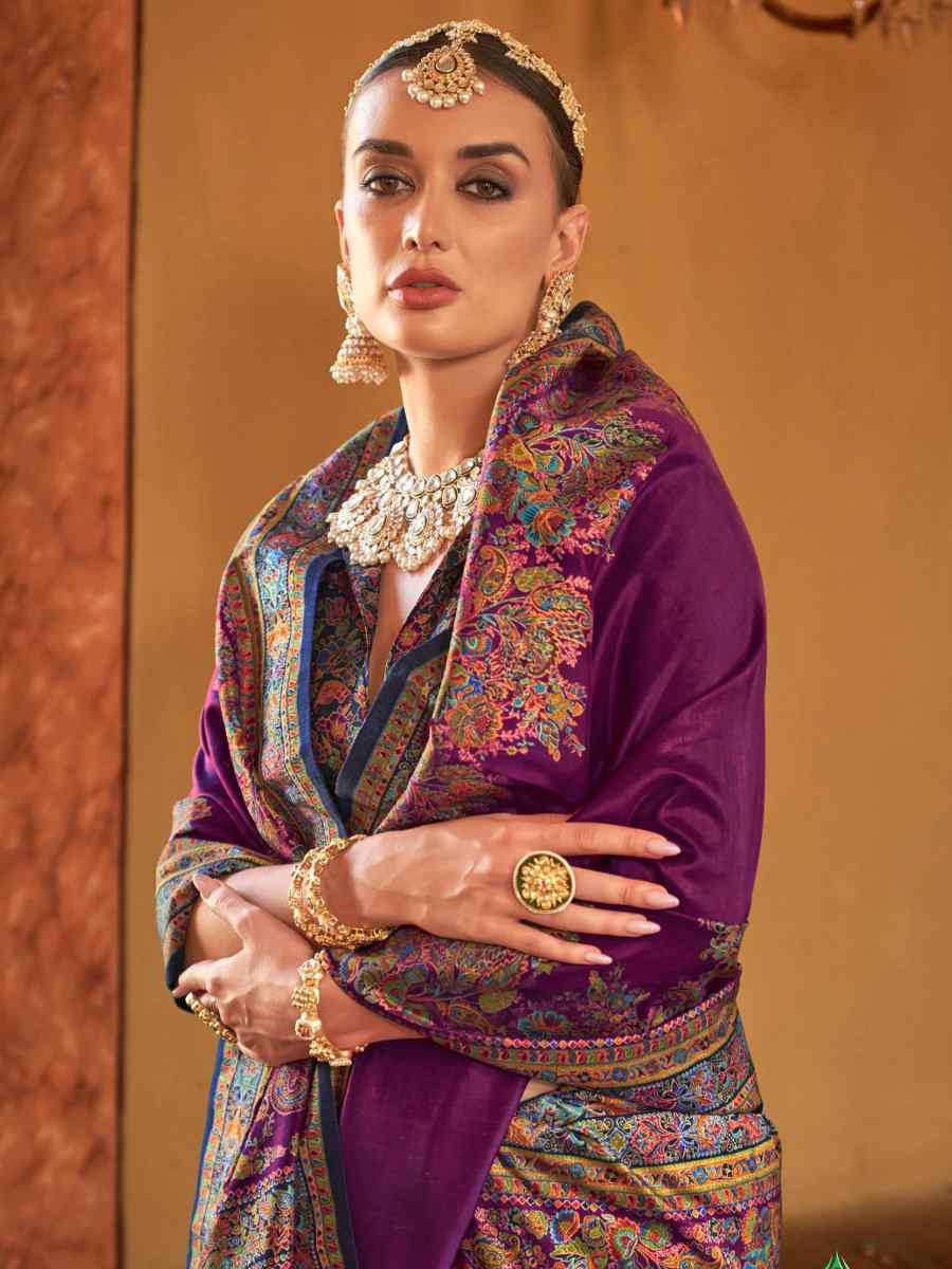 Wine Printed Festival Wedding Fancy Heavy Border Saree