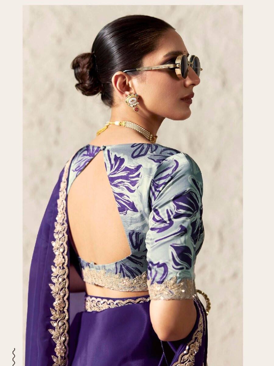Wine Pure Fancy Tissue Silk Zari Sequins Wedding Reception Party Festival Heavy Border Sarees