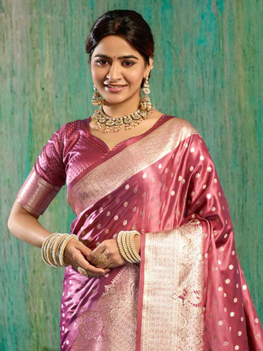 Wine Satin Silk Handwoven Casual Reception Festival Wedding Fancy Classic Style Sarees