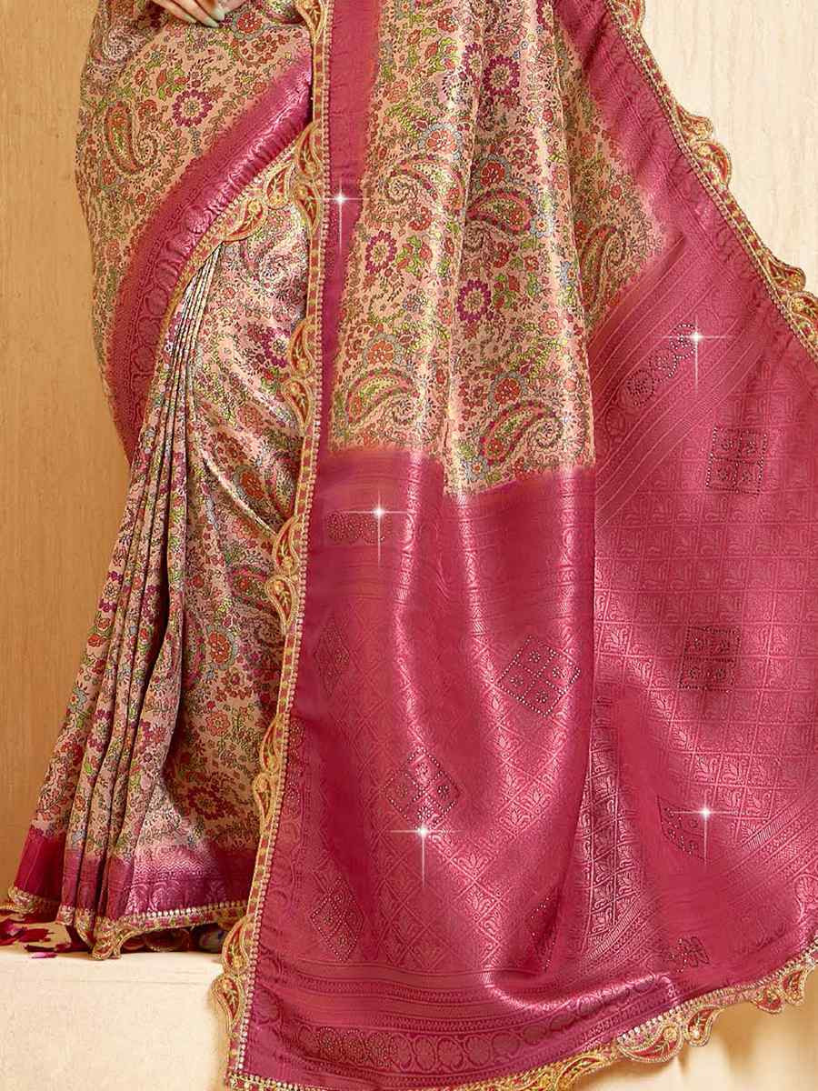 Wine Silk Embroidered Festival Wedding Fancy Heavy Border Saree