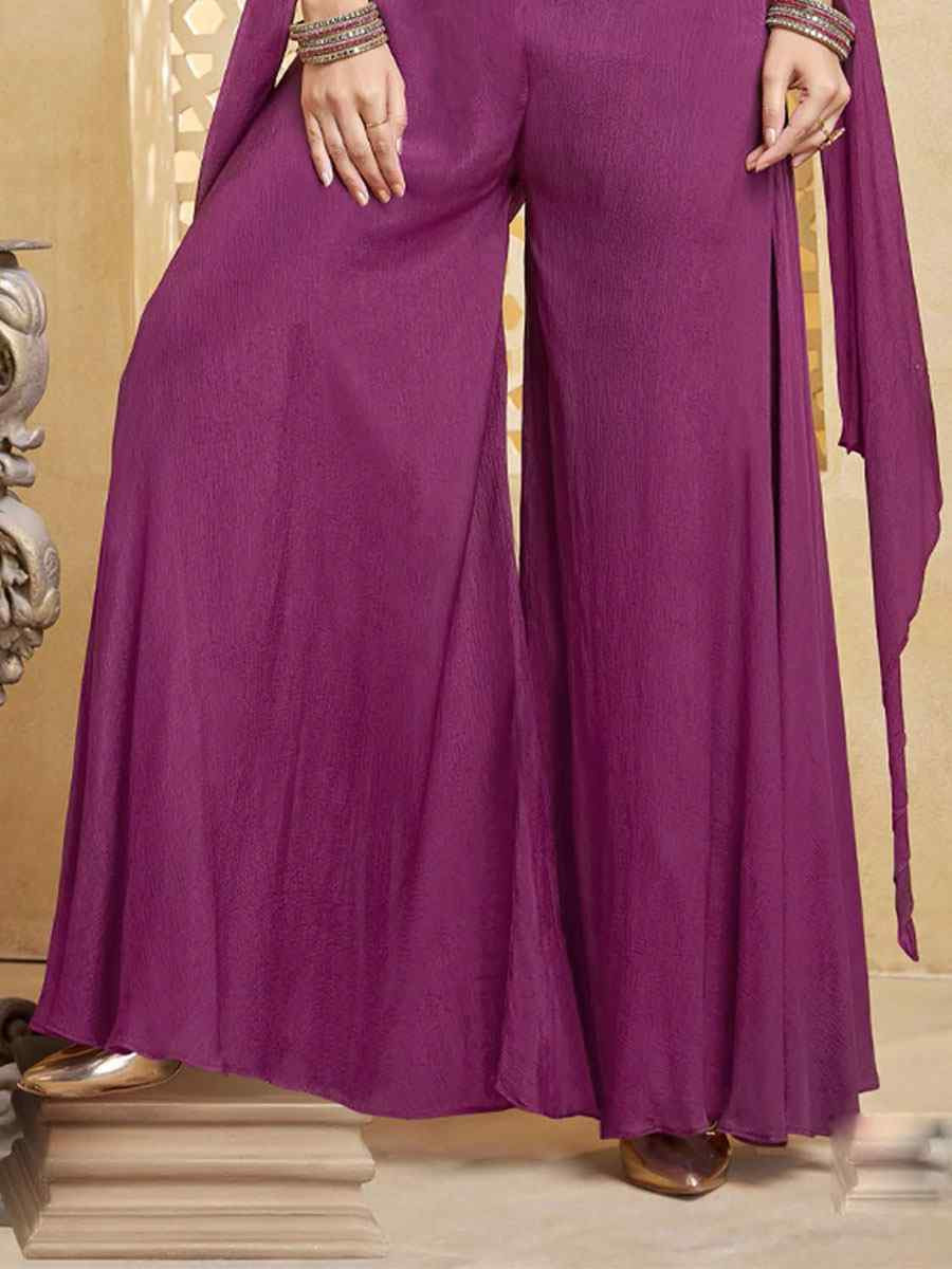 Wine Silk Embroidery Party Wedding Festival Casual Ready Palazzo Pant Salwar Kameez