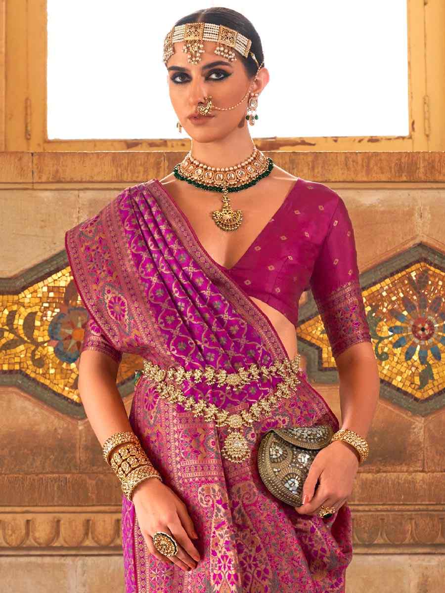 Wine Silk Handwoven Wedding Festival Heavy Border Saree