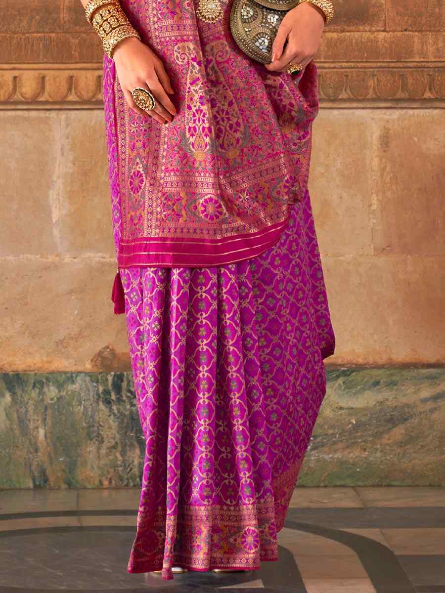 Wine Silk Handwoven Wedding Festival Heavy Border Saree