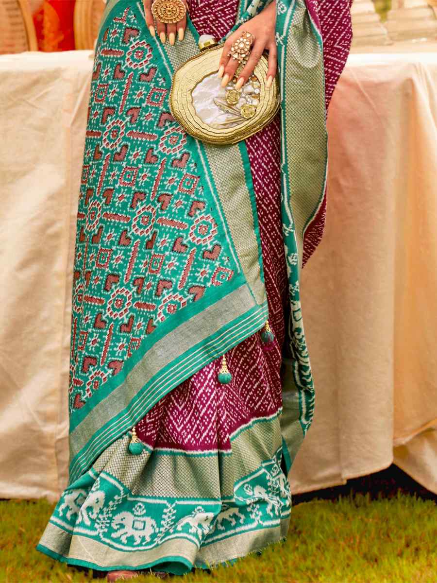 Wine Silk Handwoven Wedding Festival Heavy Border Saree