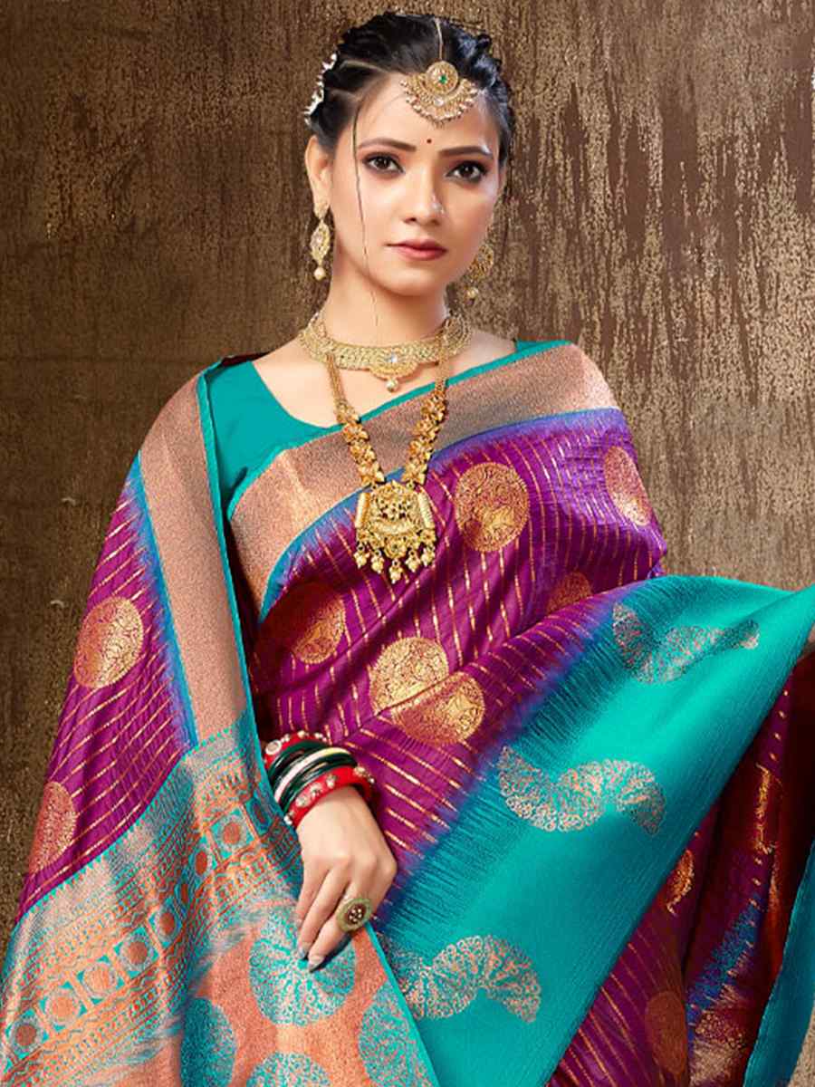 Wine Silk Handwoven Wedding Festival Heavy Border Saree