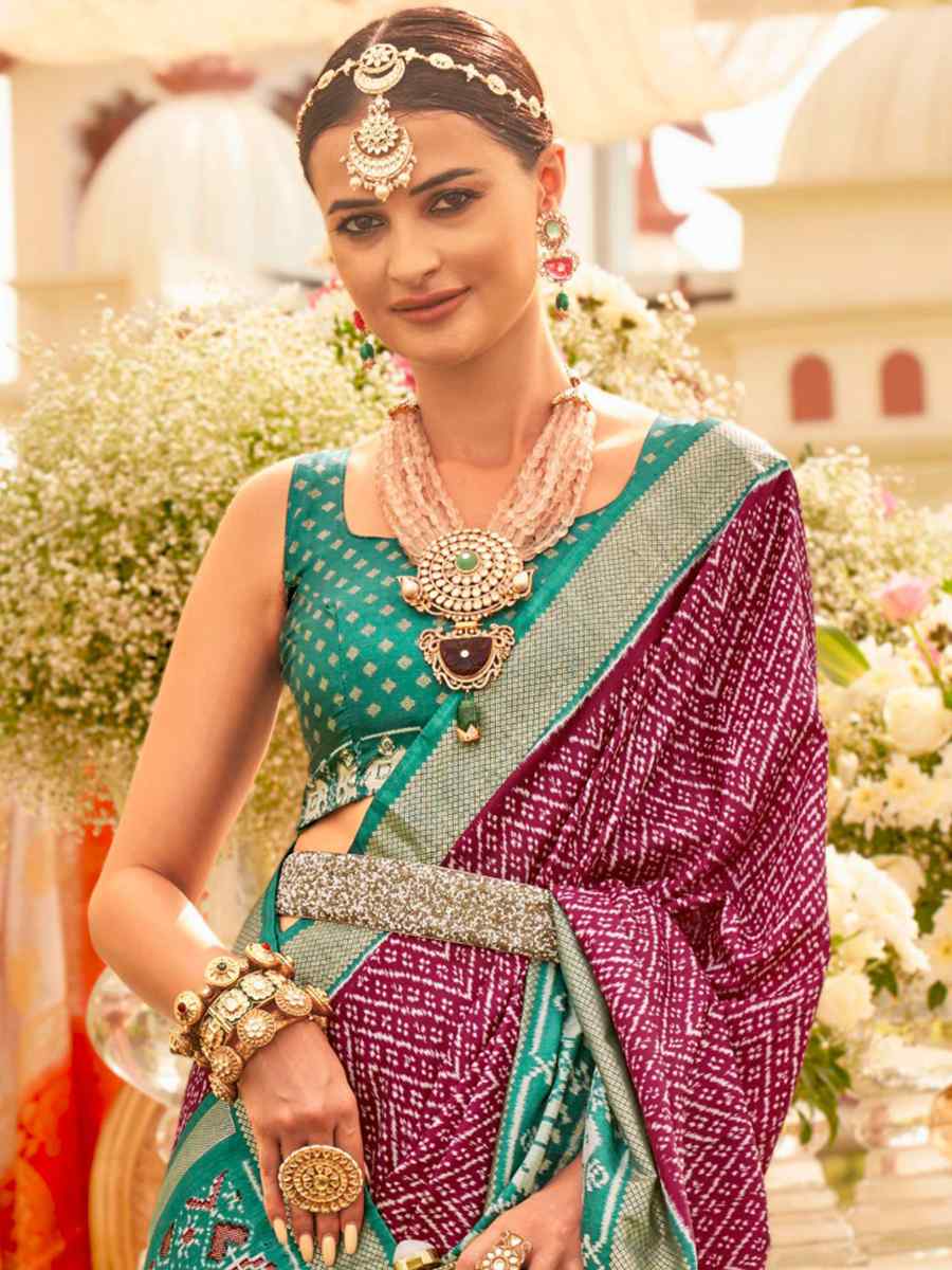 Wine Silk Handwoven Wedding Festival Heavy Border Saree