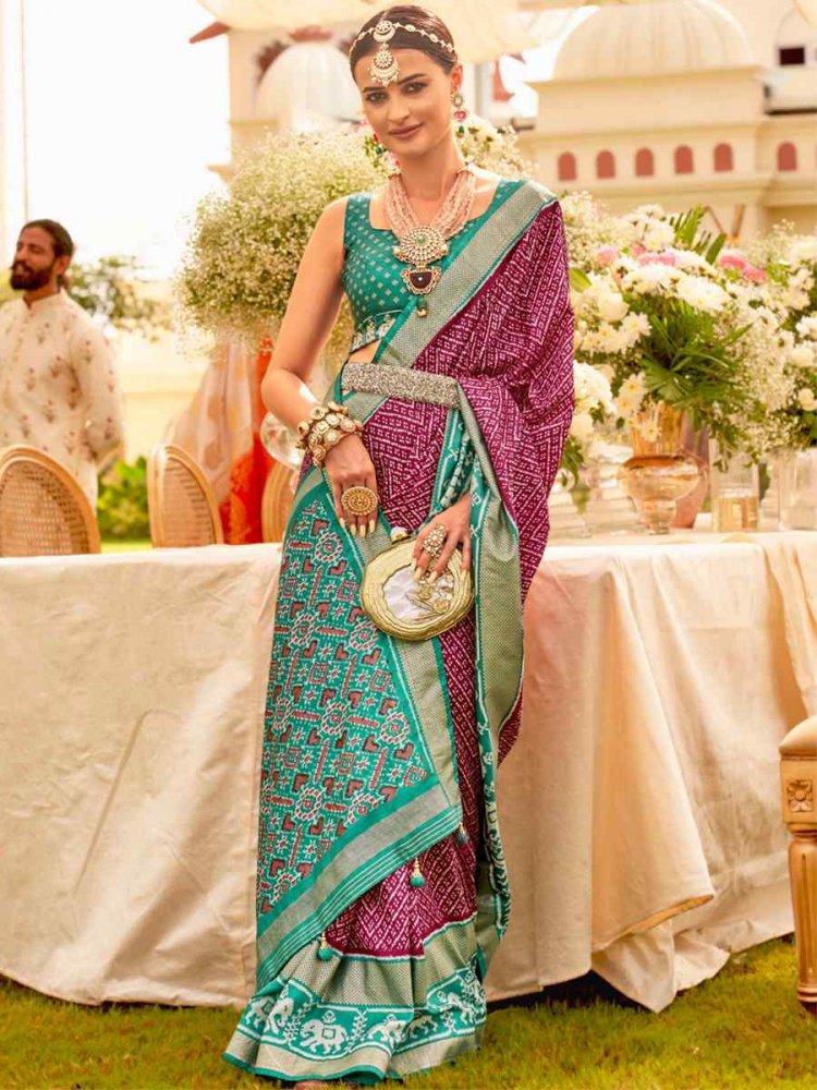 Wine Silk Handwoven Wedding Festival Heavy Border Saree