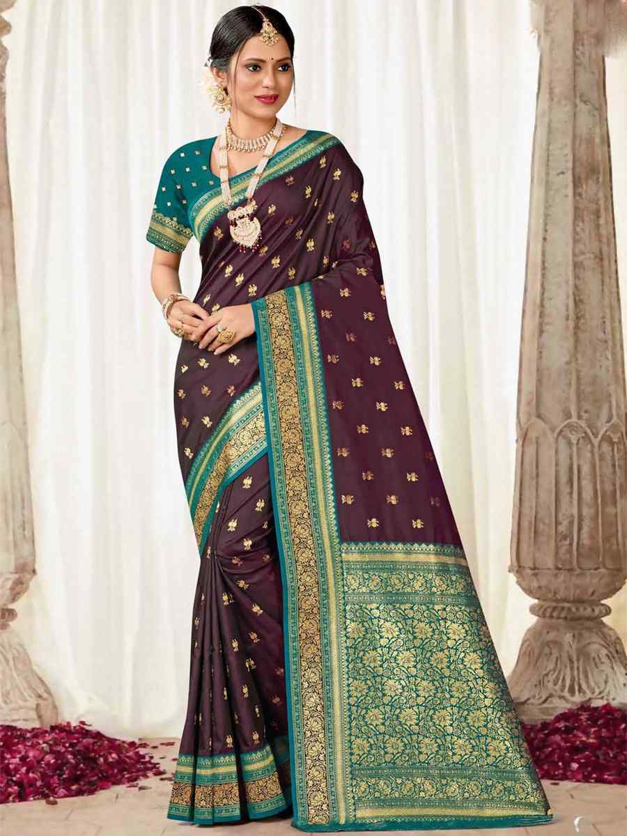 Wine Silk Handwoven Wedding Festival Heavy Border Saree