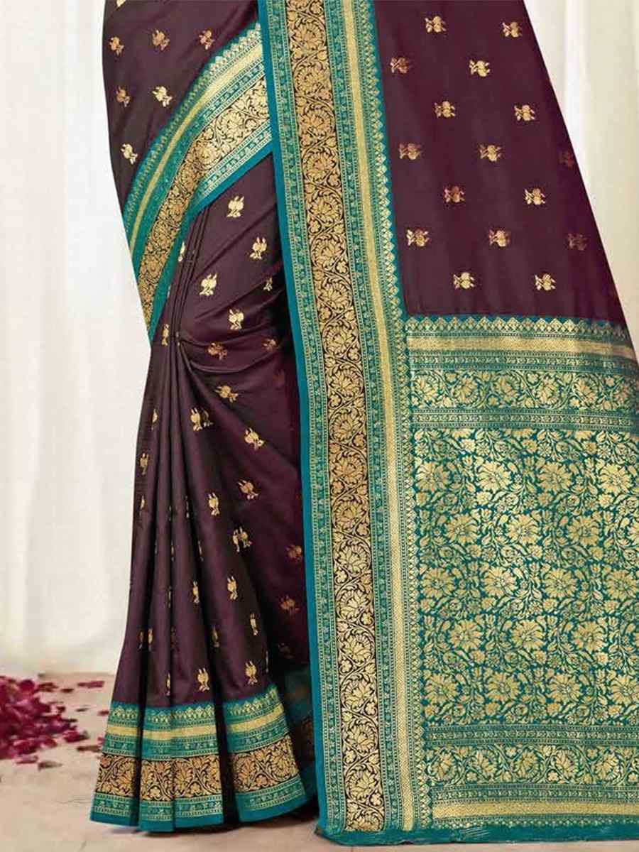 Wine Silk Handwoven Wedding Festival Heavy Border Saree