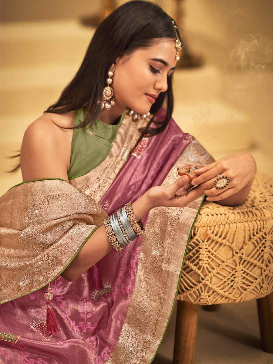 Wine Silk Handwoven with Embroidery Bridal Reception Festival Wedding Fancy Heavy Border Saree