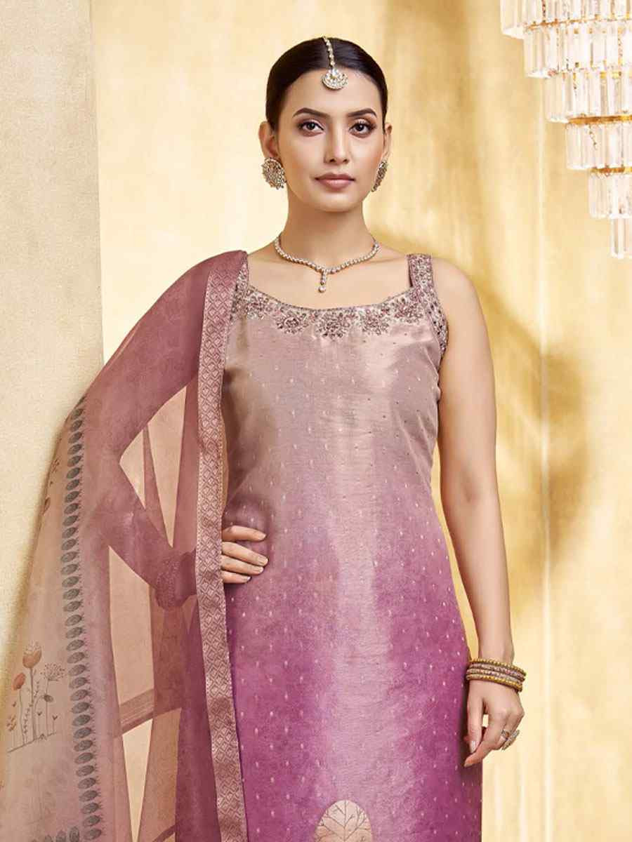 Wine Silk Printed Embroidery Party Wedding Festival Casual Ready Pant Salwar Kameez