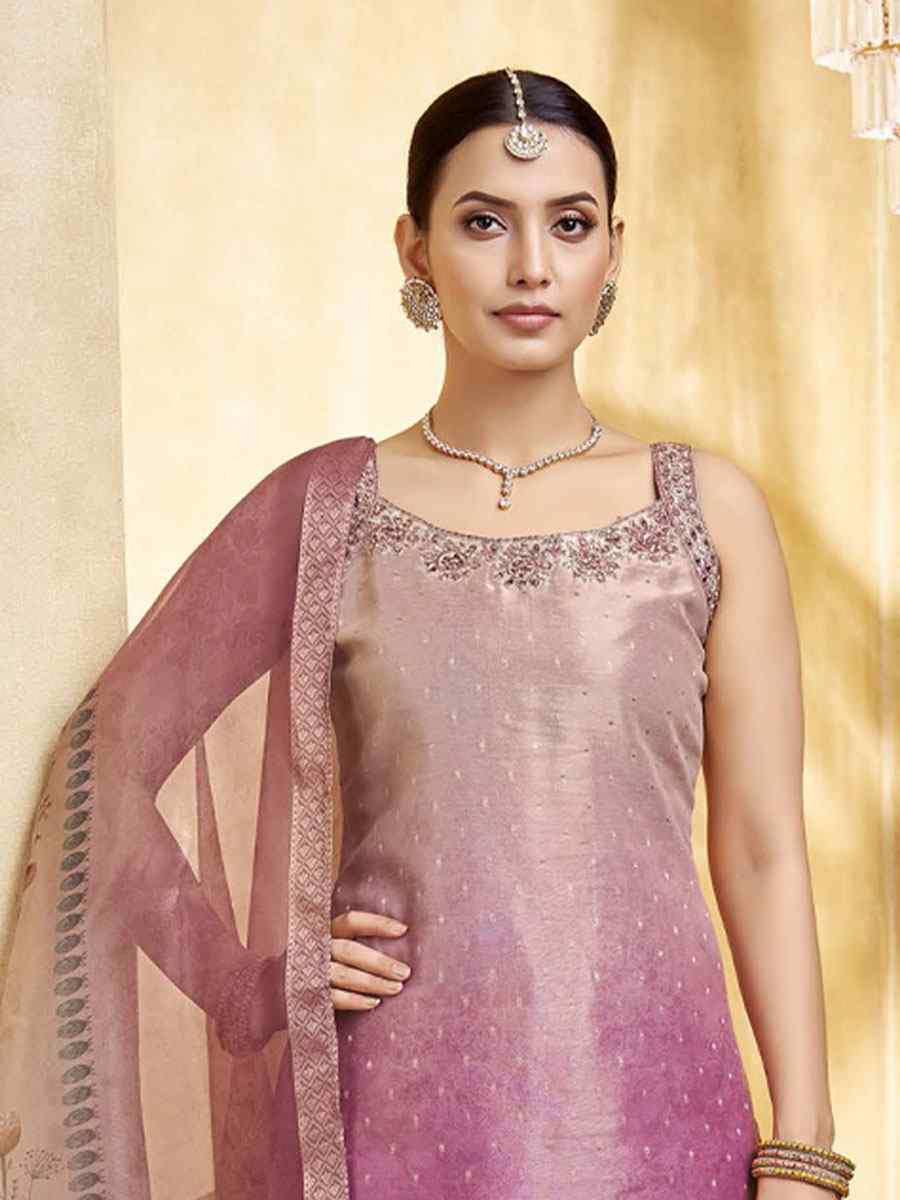 Wine Silk Printed Embroidery Party Wedding Festival Casual Ready Pant Salwar Kameez