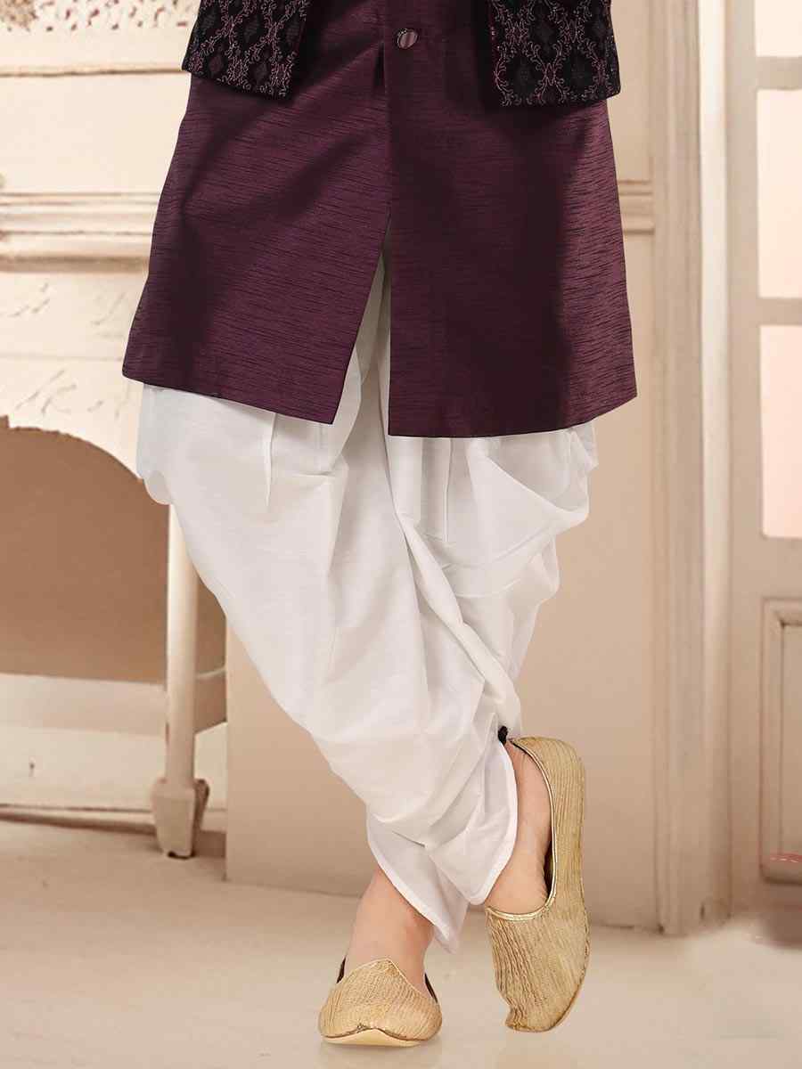Wine Silk Woven Festival Wedding Kurta