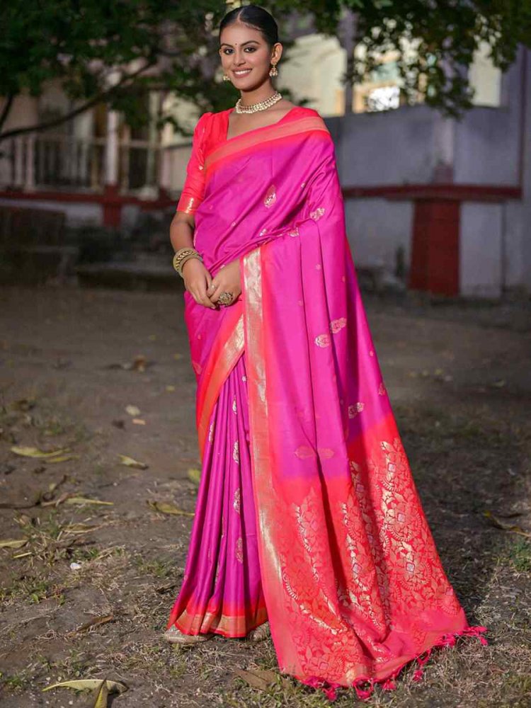 Wine Soft Silk Handwoven Casual Festival Classic Style Saree
