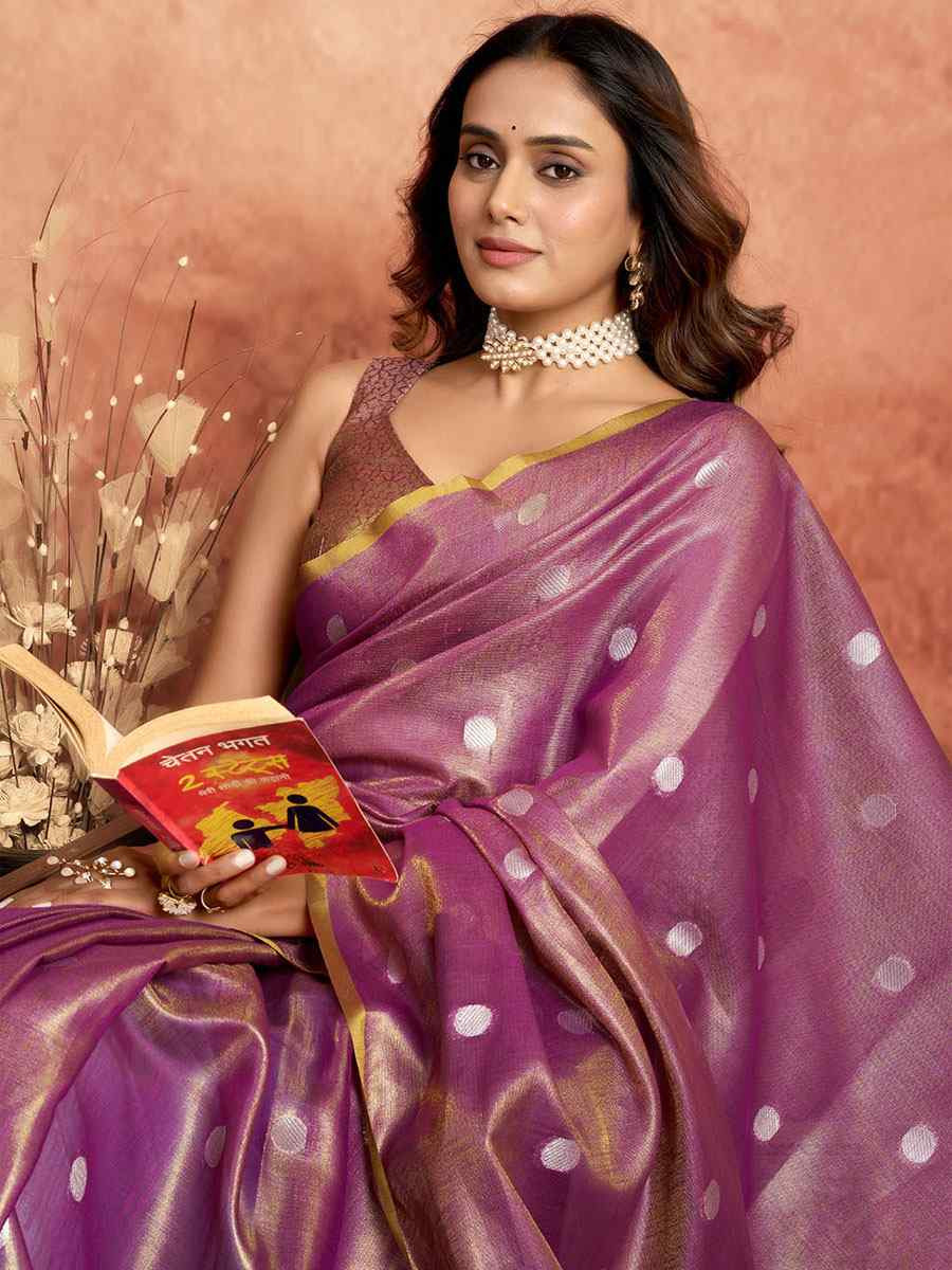 Wine Tissuse Silk Handwoven Festival Wedding Fancy Heavy Border Saree