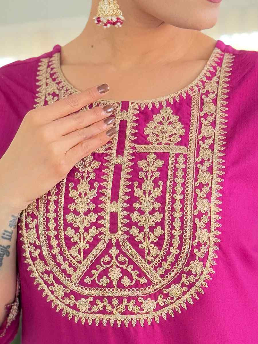 Wine Viscose Rayon Embroidery Party Wedding Festival Casual Ready Pant Salwar Kameez