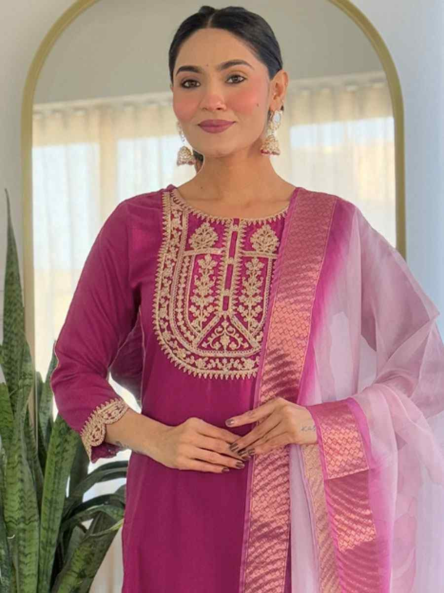 Wine Viscose Rayon Embroidery Party Wedding Festival Casual Ready Pant Salwar Kameez